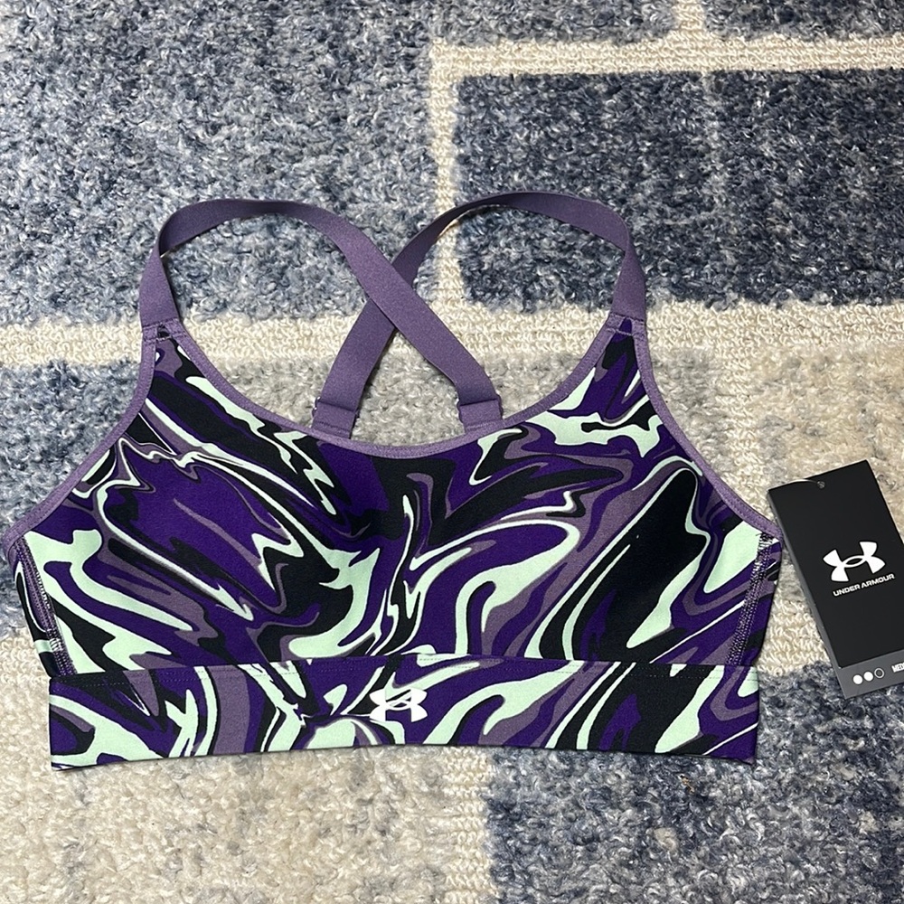 Nwt Under Armour Sports Bra Small Lightly Lined Cups Cycling Boxing S Purple